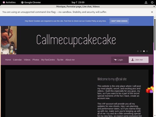 Callmecupcakeyan.modelcentro.com Account Information