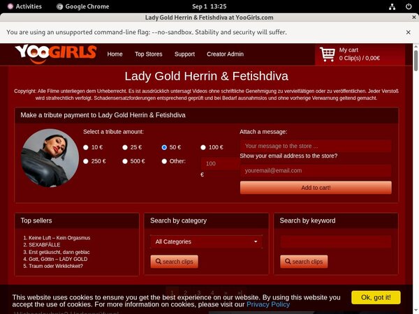 LadyGoldFetishdiva Paypal Account
